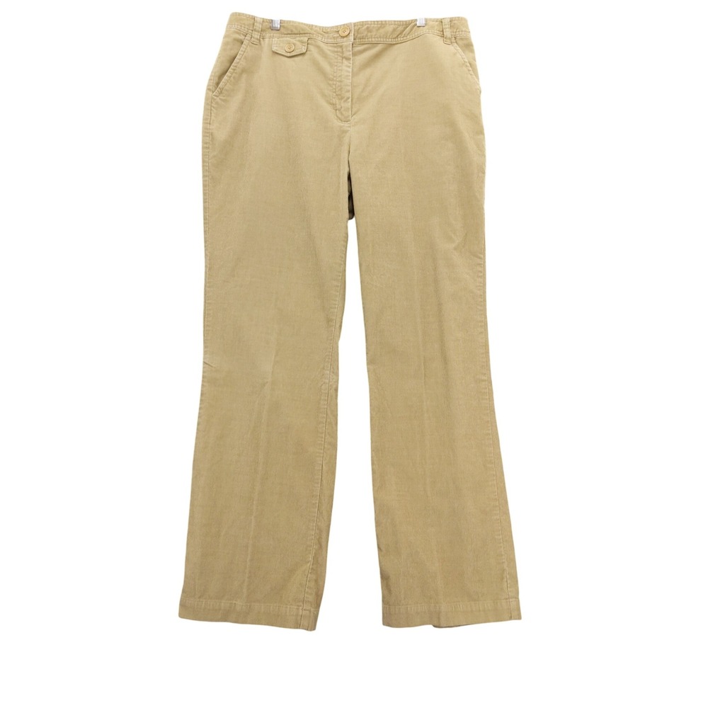 Talbots Womens Beige Corduroy Stretch Pants Size 18‎ Wide Leg Flat Front